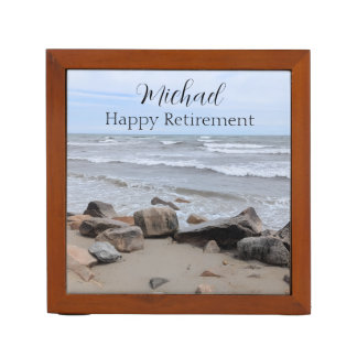 Ocean Seaside Beach Photo Special Message and Name Desk Organizer