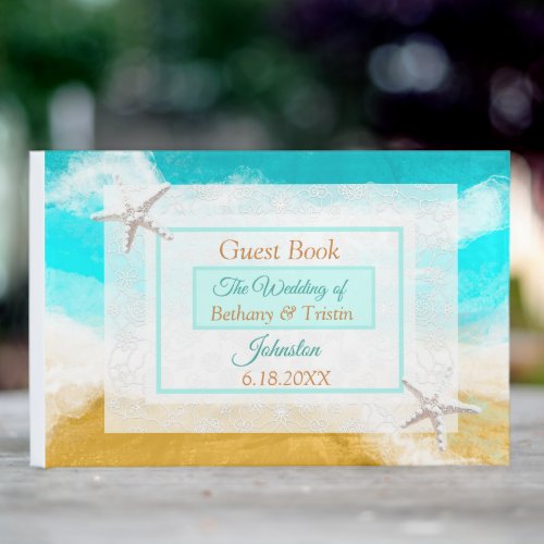 Ocean Seaside Coastal Starfish Wedding  Guest Book