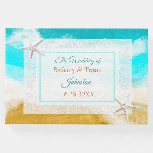 Ocean Seaside Coastal Starfish Wedding  Guest Book