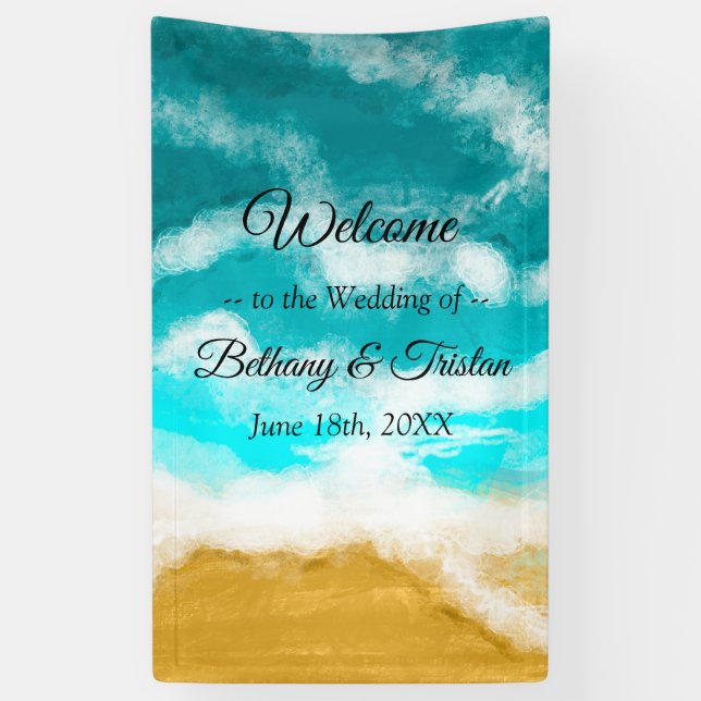 Ocean Seaside Coastal Wedding Banner (Vertical)