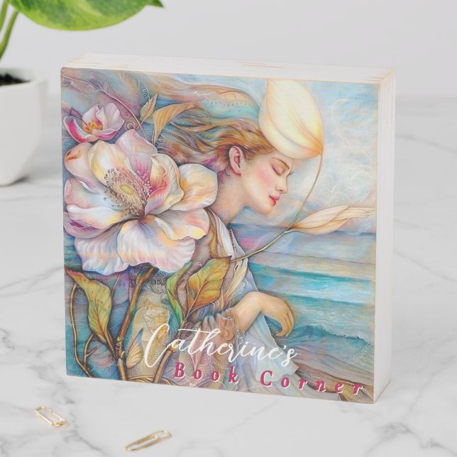 Ocean Serenity: Ethereal Woman Wood Box Sign (In Situ Horizontal)
