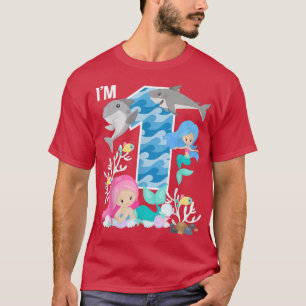 Ocean Sharks and Mermaids 1st Birthday 1 Year Old  T-Shirt