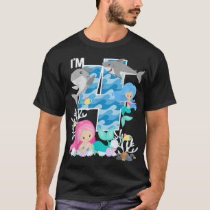 Ocean Sharks and Mermaids 4th Birthday 4 Year Old  T-Shirt