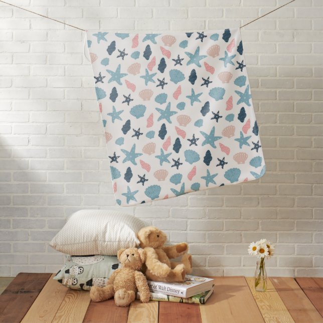 Ocean Shells Baby Blanket (In Situ)