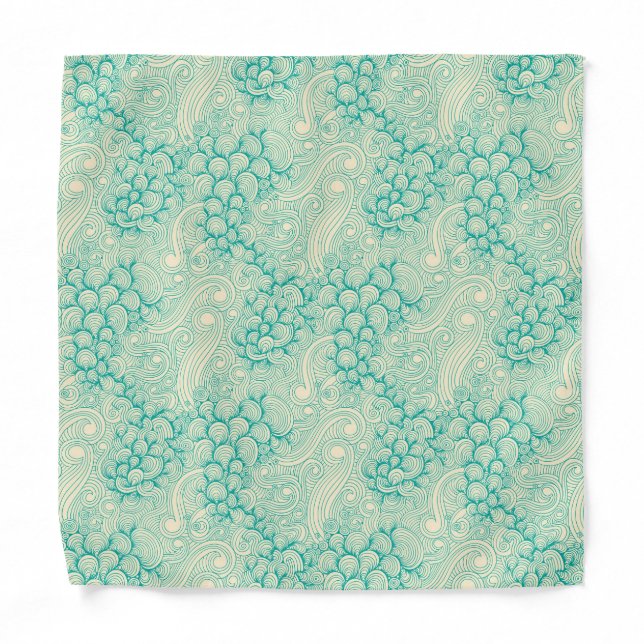 Ocean Shells Sea Waves Abstract Vintage Pattern Bandana (Front)