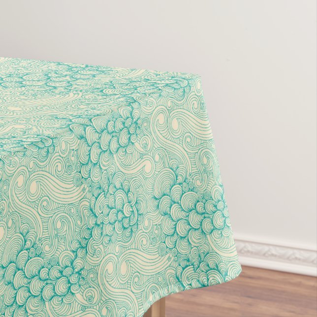 Ocean Shells Sea Waves Abstract Vintage Pattern Tablecloth (In Situ)