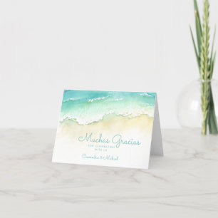 Ocean Shore   Beach   Muchas Gracias Letterpress Thank You Card