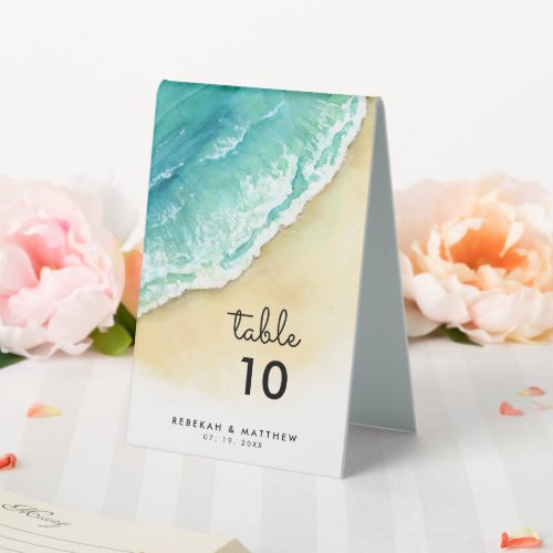 Ocean Shore  Beach   Number Table Tent Sign