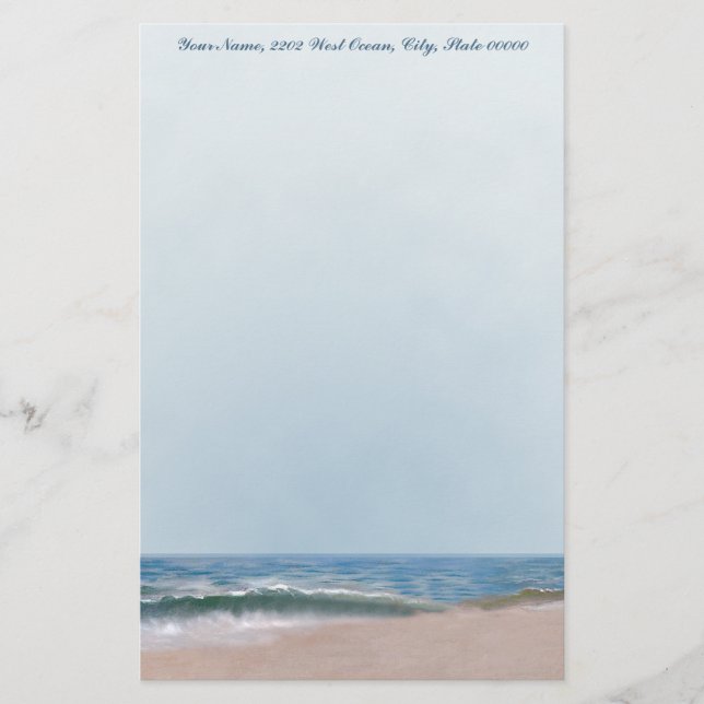 Ocean Shore Beach Personal Stationery (Front)