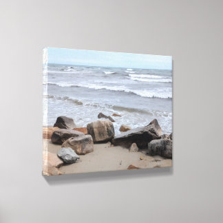 Ocean Shore Sand and Waves Photography Print Canvas Photo Tile