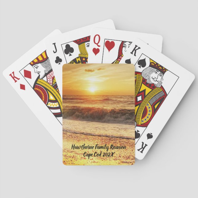 Ocean Shoreline at Sunset Family Souvenir Poker Cards (Back)