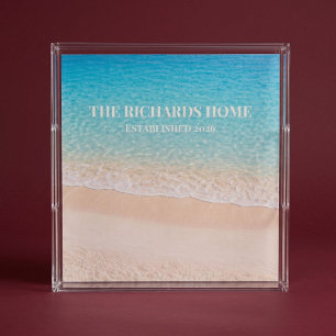 Ocean Shoreline Custom Name Acrylic Tray