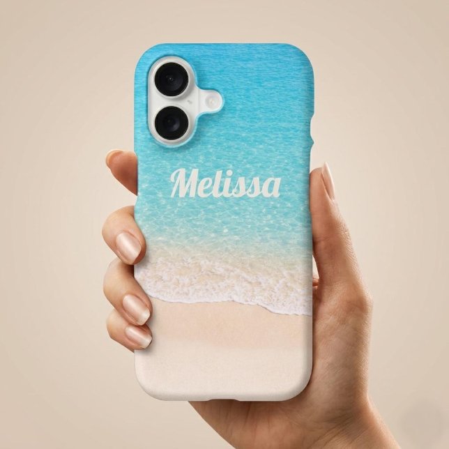 Ocean Shoreline Custom Name iPhone Case (Creator Uploaded)