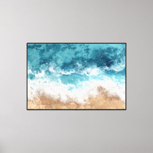 Ocean Shoreline Waves Abstract Wall Art