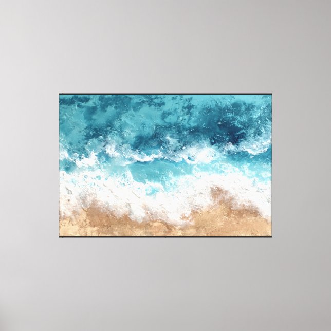 Ocean Shoreline Waves Abstract Wall Art (Front)