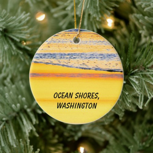 Ocean  Shores WA Beach Sunset Photo Ceramic Ornament