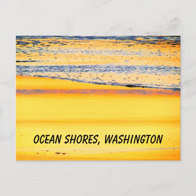 Ocean  Shores, WA, Beach Sunset Photo Postcard (Front)