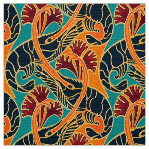 Ocean Shrimp And Seaweed Pattern Fabric
