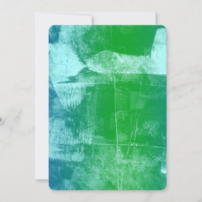 Ocean Sky Blue Green Abstract Baby Shower Invitation (Front)