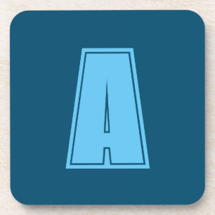 Ocean & Sky Blue Initial Monogram Calligraphy Chic Beverage Coaster