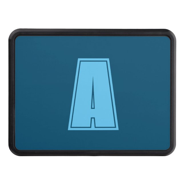 Ocean & Sky Blue Initial Monogram Calligraphy Chic Hitch Cover (Front)