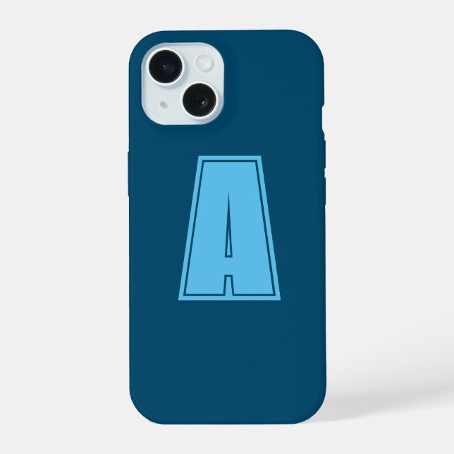 Ocean & Sky Blue Initial Monogram Calligraphy Chic Iphone Case (Back)