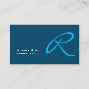 Ocean Sky Blue Modern Plain Monogram Professional Business Card