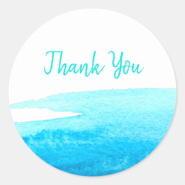 Ocean sky blue watercolor minimal classic round sticker (Front)