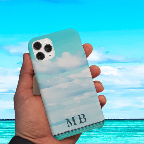 Ocean Sky Monogram Travel Aqua Blue iPhone 11 Pro Case