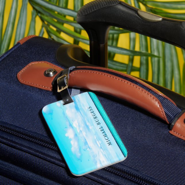 Ocean Sky Scene Travel Aqua Blue Luggage Tag (Front Insitu 1)