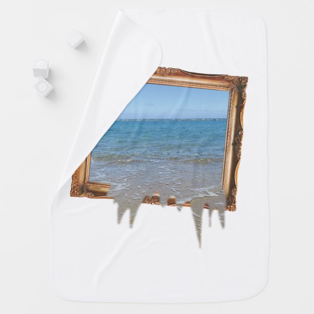 Ocean Spilling Out of Picture Frame Baby Blanket (In Situ)