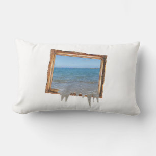 Ocean Spilling Out of Picture Frame Lumbar Pillow