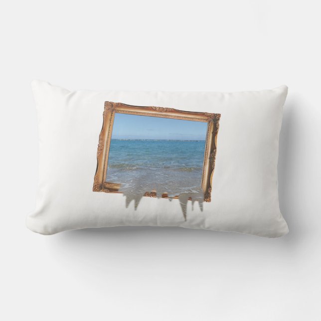 Ocean Spilling Out of Picture Frame Lumbar Pillow (Front)