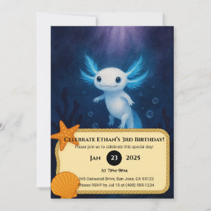 Ocean Spirit Axolotl Birthday Invitation