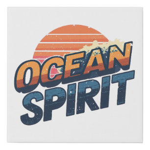 "Ocean Spirit" Retro Summer Graphic Faux Canvas Print