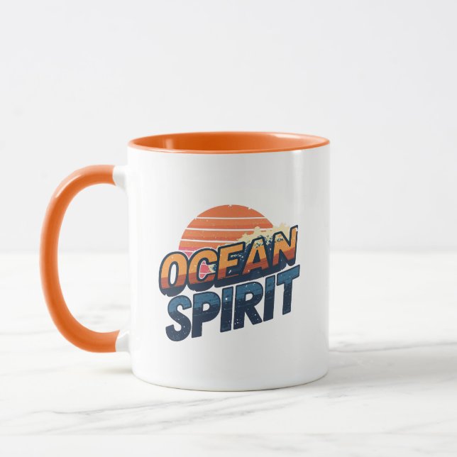 "Ocean Spirit" Retro Summer Graphic Mug (Left)