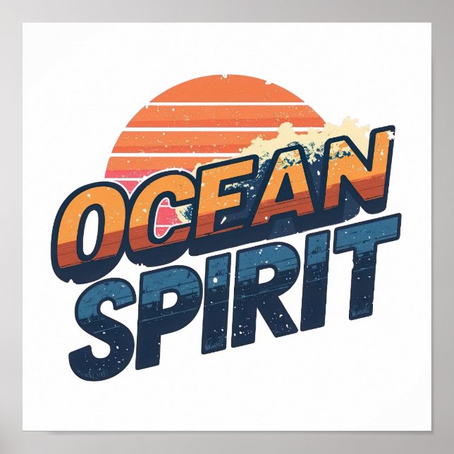 "Ocean Spirit" Retro Summer Graphic Poster (Front)