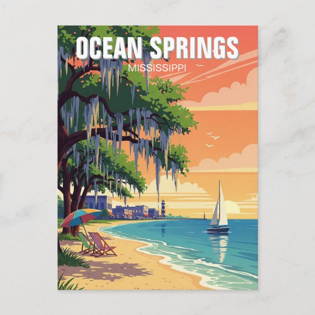 Ocean Springs Mississippi Travel Postcard (Front)