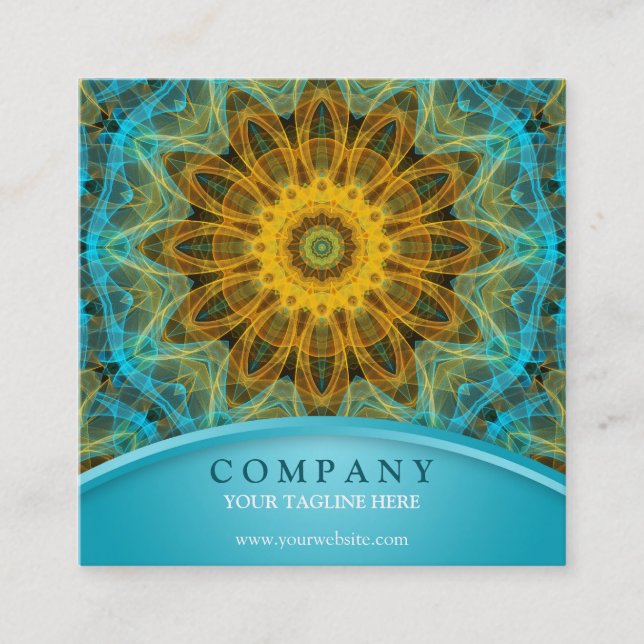 Ocean Star Mandala Square Business Card (Front)