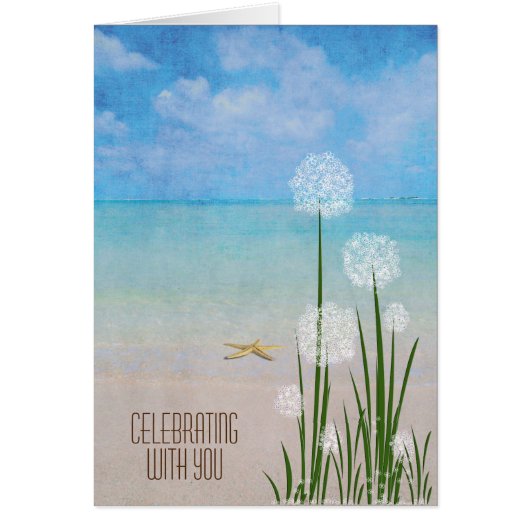 ocean starfish and beach flowers cards (Front)