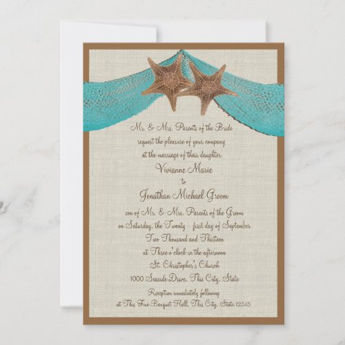 Ocean Starfish and Net Wedding Invitation
