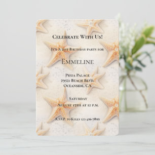 Ocean Starfish Beach Birthday Invitation