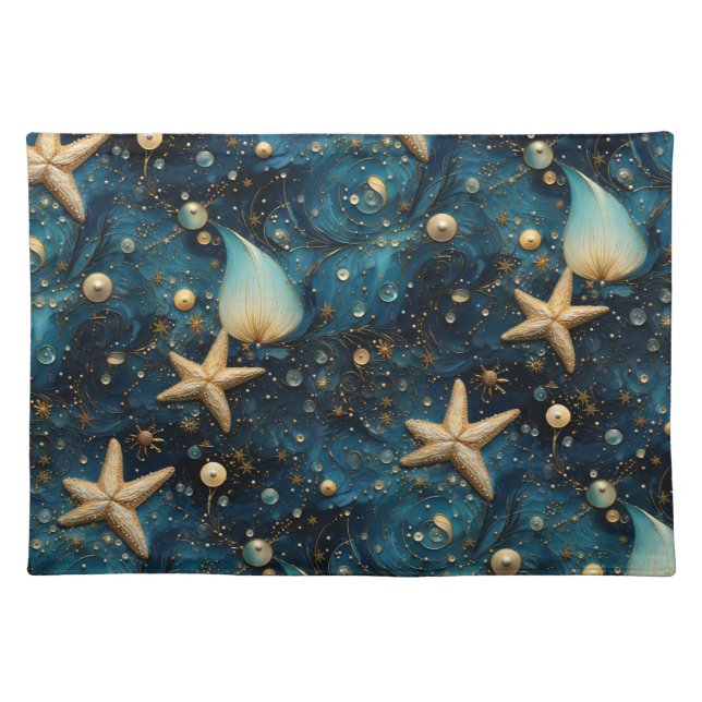 Ocean Starfish Pattern Cloth Placemat (Front)