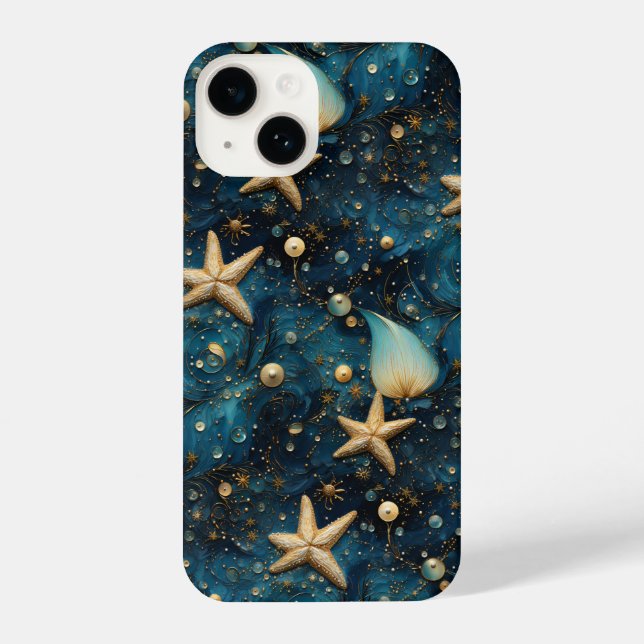 Ocean Starfish Pattern iPhone 14 Slim Fit Case (Back)