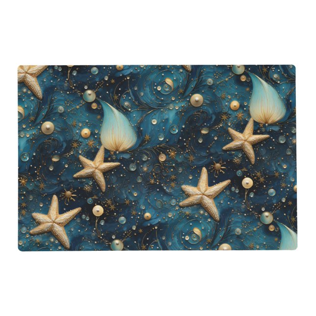 Ocean Starfish Pattern Laminated Placemat (Front)