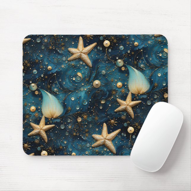 Ocean Starfish Pattern Mouse Pad (With Mouse)