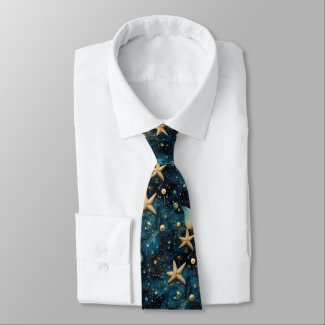 Ocean Starfish Pattern Neck Tie