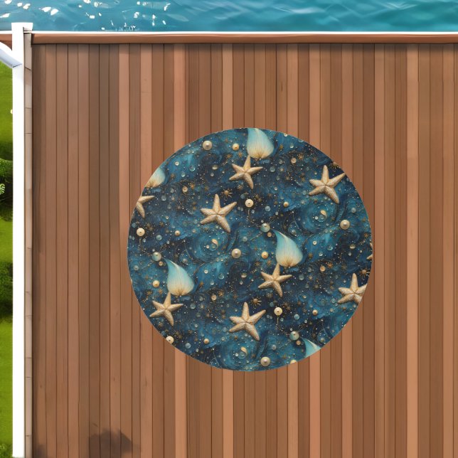 Ocean Starfish Pattern Round Rug (Insitu (Outdoor 1))