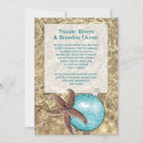 Ocean Starfish Tropical Christmas Wedding Invitation