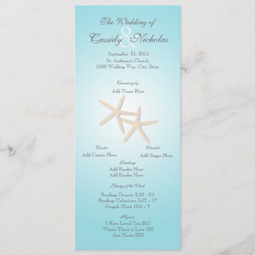 Ocean Starfish Wedding Program Card